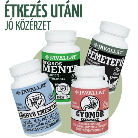 ÉTKEZÉS UTÁNI JÓ KÖZÉRZET gyógynövénycsomag JAVALLAT termékekből összeállítva. ÉTKEZÉS UTÁNI JÓ KÖZÉRZET gyógynövénycsomag JAVALLAT termékekből összeállítva.