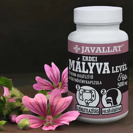 JAVALLAT® ERDEI MÁLYVA LEVÉL étrend-kiegészítő gyógynövénykapszula. JAVALLAT® ERDEI MÁLYVA LEVÉL étrend-kiegészítő gyógynövénykapszula.