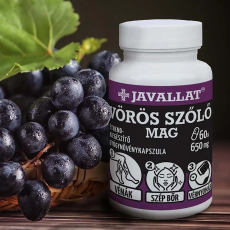 JAVALLAT® VÖRÖS SZŐLŐ MAG étrend-kiegészítő gyógynövénykapszula