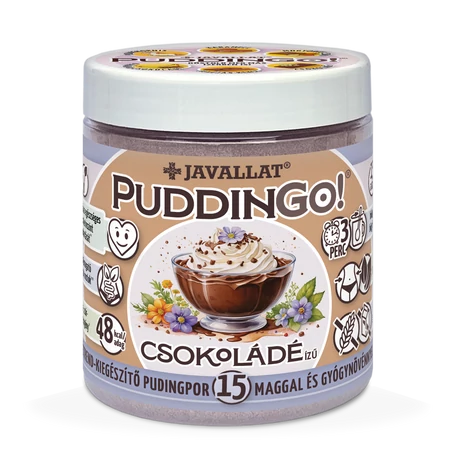 PuddinGo!® Csokoládé ízű instant pudingpor 15 maggal és gyógynövénnyel